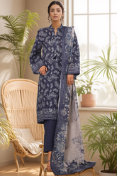 Sada Bahar Stitched 3 Piece Printed Khaddar Vol-02 Suit-KD-PR-6554-Blue