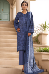 Sada Bahar Stitched 3 Piece Printed Khaddar Vol-02 Suit-KD-PR-6564-Blue