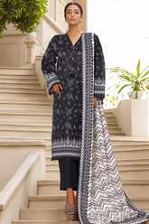 Sada Bahar Stitched 3 Piece Printed Khaddar Vol-02 Suit-KD-PR-6566-Black