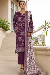 Sada Bahar Stitched 3 Piece Printed Khaddar Vol-02 Suit-KD-PR-6562-Purple
