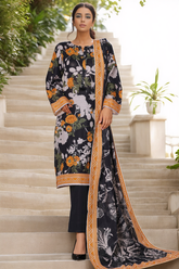 Sada Bahar Stitched 3 Piece Printed Khaddar Vol-02 Suit-KD-PR-7045-Black