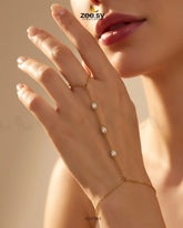 Zeesy-Triple Zirconia Hand Finger Bracelet