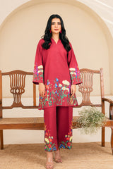 Amal Stitched 2 Piece Summer Cambric Collection-Ruby
