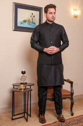 Real Image Mens Waist Coat Collection'2025-OW - 037 Black