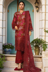 Laser Fusion By Sada Bahar Stitched 3 Piece Chikankari Collection'2025-CKP-Maroon