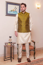 Real Image Mens Waist Coat Collection'2025-WP - 158 Olive