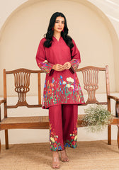 Amal Stitched 2 Piece Summer Cambric Collection-Ruby
