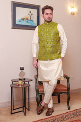 Real Image Mens Waist Coat Collection'2025-OW - 050 Green