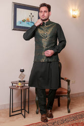 Real Image Mens Waist Coat Collection'2025-OW - 048 Dark Green