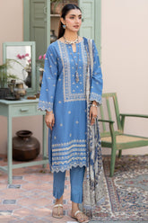 Adan's Libas Lawn By Zia Unstitched 3 Piece Emb Lawn Suit-D-09