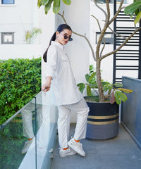 Dhaga Stitched 2 Piece Crepe Suit-Basic Stripe