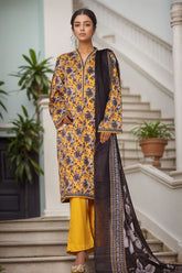 Bin Saeed Stitched 3 Piece Printed Cotton Vol-03 Suit-WC-2416-Yellow