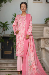 Bin Saeed Stitched 3 Piece Printed Cotton Vol-03 Suit-WC-2426-Pink