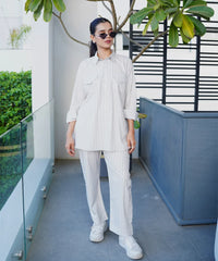 Dhaga Stitched 2 Piece Crepe Suit-Basic Stripe
