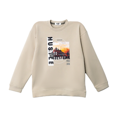 Little Bundles Stitched Kids Suit-Sandstone Sweat Shirt