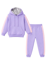 Little Bundles Stitched Kids Suit-Lilac Hoodie Set