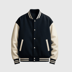 Mercato Classic Navy Blue & White Baseball Jacket