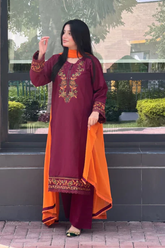 Raanze Stitched-Majestic Maroon | 3 pc