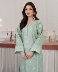 Flutterby Stitched 2 Piece Cotton Satin Winter Collection'2025-Ember - gr