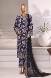Sada Bahar Stitched 3 Piece Luxury Viscose Winter Suit-VCK-312-Black