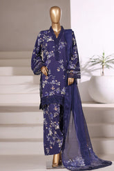 Malika By Sada bahar Stitched 3 Piece Viscose With Farshi Shalwar Vol-01 Suit-VCK-543-Navy Blue