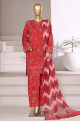 Malika By Sada bahar Stitched 3 Piece Viscose With Farshi Shalwar Vol-01 Suit-VCK-544-Red