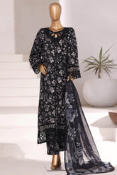 Sada Bahar Stitched 3 Piece Festive Emb Viscose Suit-VCK-549-Black