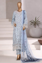 Sada Bahar Stitched 3 Piece Festive Emb Viscose Suit-VCK-546 SKY