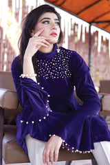 Velora By Stitch Vibes Stitched Shirts Suit-Velvet Peplum