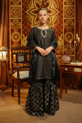 Elegant Viscose Jacquard 3 Pc Suit with Hand Adda Work ? a perfect party dress for girls.