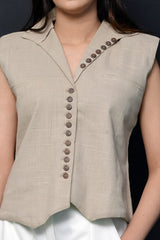 1 Piece Dobby Fabric with 100% Cotton Wooden Buttons - Stitched Shirt Urban Cut
