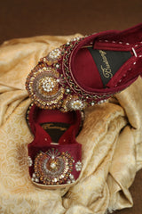 Bustangi Maroon Dabka Women Khussa E001