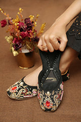 Bustangi Black Elegance Women Khussa E003