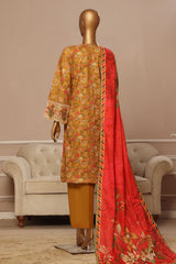Eid Ke Rang By Bin Saeed Stitched 3 Piece Chikankari Lawn Suit-WC-1785-Mustard