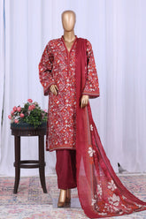 Bin Saeed Stitched 3 Piece Printed Cotton Vol-05 Suit-WC-2508-Maroon