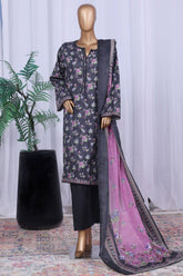 Bin Saeed Stitched 3 Piece Printed Cotton Vol-05 Suit-WC-2509-Black