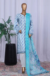 Bin Saeed Stitched 3 Piece Printed Cotton Vol-05 Suit-WC-2512-Ferozi