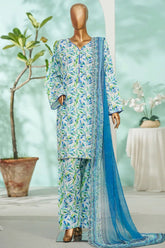 Bin Saeed Stitched 3 Piece Exc Luxury Lawn With Farshi Shalwar Suit-WC-2683 WHITE