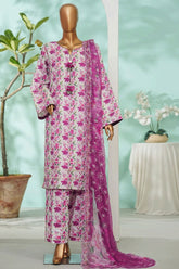 Bin Saeed Stitched 3 Piece Exc Luxury Lawn With Farshi Shalwar Suit-WC-2687 WHITE
