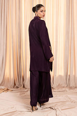 Stitch Vibes Stitched 2 Piece Luxe Suit-Plum Reverie