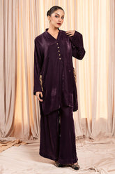 Stitch Vibes Stitched 2 Piece Luxe Suit-Plum Reverie