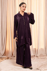 Stitch Vibes Stitched 2 Piece Luxe Suit-Plum Reverie