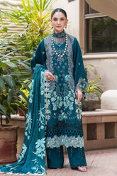 Asifa Nabeel Unstitched 3 Piece Luxury Winter Vol-02 Suit-WL-07-Teal