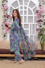 Feathers Unstitched 3 Piece Digital Printed Lawn Summer Suit-WALIYA-FT269