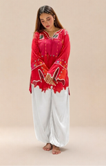 Urban Cut White Balloon Shalwar Premium Soft Fabric-T0291