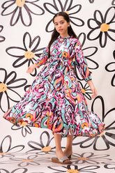 Discover our Georgette Printed Dress for girls! Stylish, comfy western design with vibrant prints, ideal for casual or festive wear.