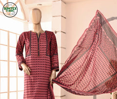 Woman Printed Lawn Stitch Shirt (Kurti) with Dupatta & Trouser