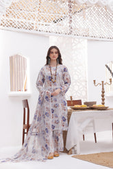 Feathers Unstitched 3 Piece Digital Printed Lawn Summer Suit-AFROZA-FT272