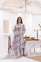 Feathers Unstitched 3 Piece Digital Printed Lawn Summer Suit-AFROZA-FT272