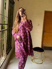 B.K Clothings New digital lawn A Line style floral print Summer Season For Girls